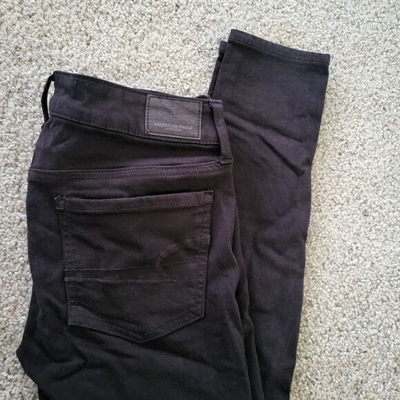 American Eagle Size 2 Jegging Super Stretch‎ X Jeans Medium Black Distressed - Picture 10 of 11